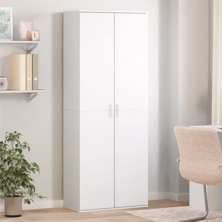 vidaXL Credenza Moderna Bianca in Legno MDF con Ante a Battente, L: 70 cm, P: 35 cm, H: 180 cm