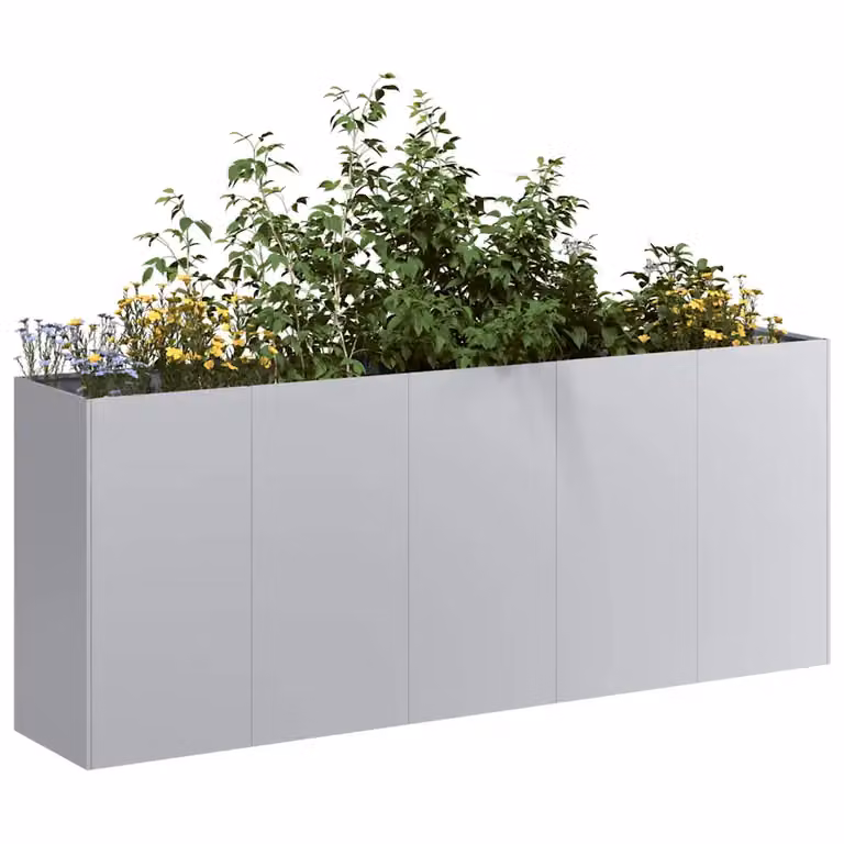 Fioriera rialzata vidaXL in acciaio zincato grigio L: 200 cm, P: 40 cm, H: 80 cm