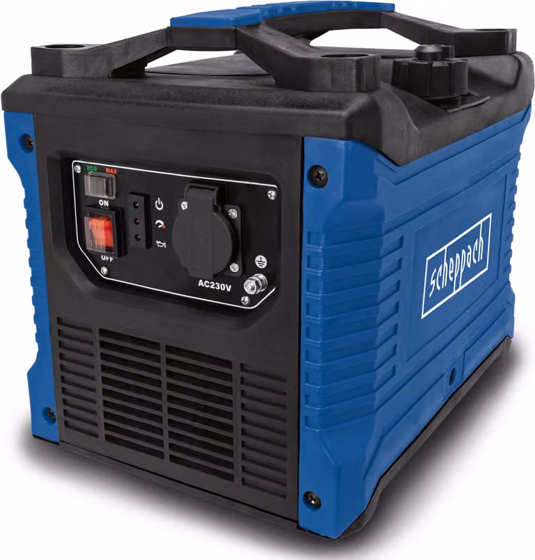 Generatore di corrente con inverter a benzina Scheppach SG1600i | presa da 230 V | 1000 W di potenza | avvio a strappo | tecnologia inverter per elettronica sensibile