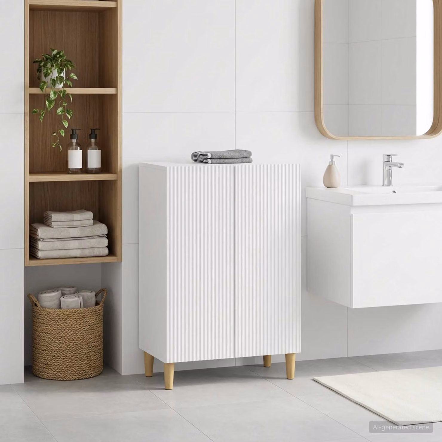 Mobiletto da bagno moderno vidaXL ARNHEM bianco L: 59,5 cm, P: 31 cm, H: 80 cm