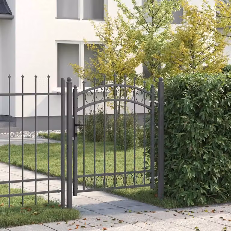 Cancello per recinzione con punte EMMEN vidaXL in acciaio, Grigio, L: 125 cm, H: 100 cm