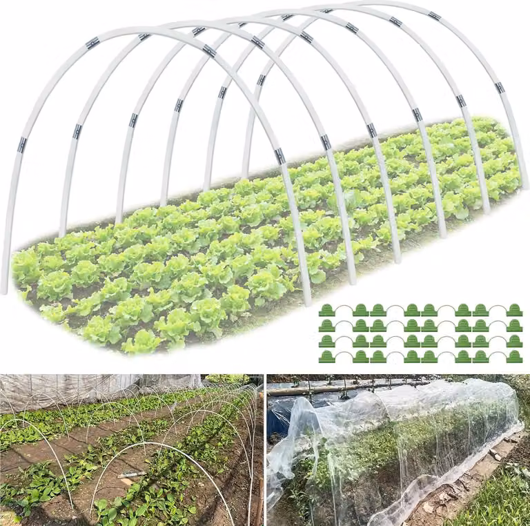 Tunnel per piante da aiuola rialzata con telaio di supporto in vetroresina