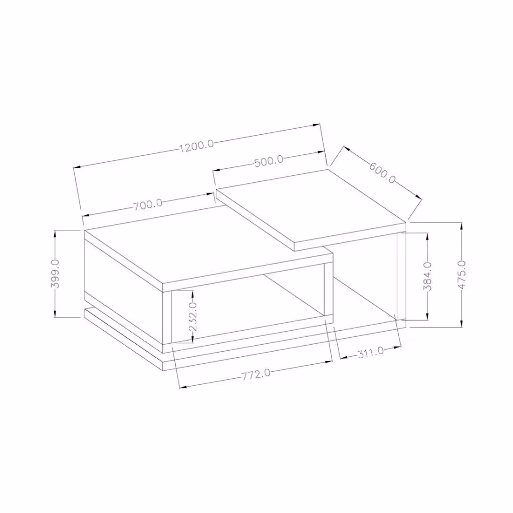 Tavolino basso design collezione BERGAMO Meublorama nero opaco L: 60 cm, P: 40 cm, H: 60 cm – 2