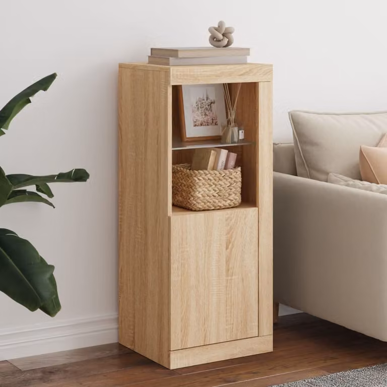 Credenza moderna vidaXL con luci LED in rovere sonoma, L 41 cm x P 37 cm x H 100 cm