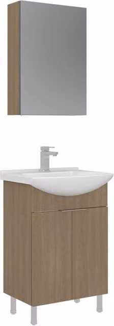 Set mobile lavabo con specchio (2 pezzi) "Purus 55" - 55 x 50 x 83 cm - Rovere