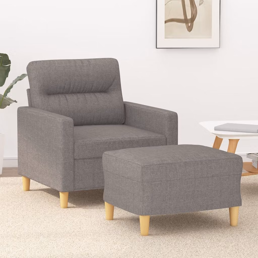 Maison Exclusive - Poltrona con poggiapiedi color taupe, 60 cm, in tessuto