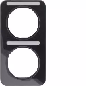 Berker 10122125 Cornice con campo di scrittura, nera lucida, Berker R.1