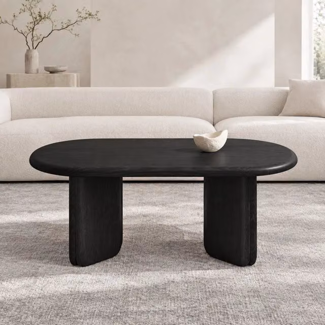Tavolino da salotto ovale 99x50x40 cm in MDF nero HAVRYA