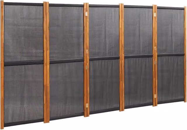 Paravento a 5 Pannelli-Divisorio Nero 350x180 cm