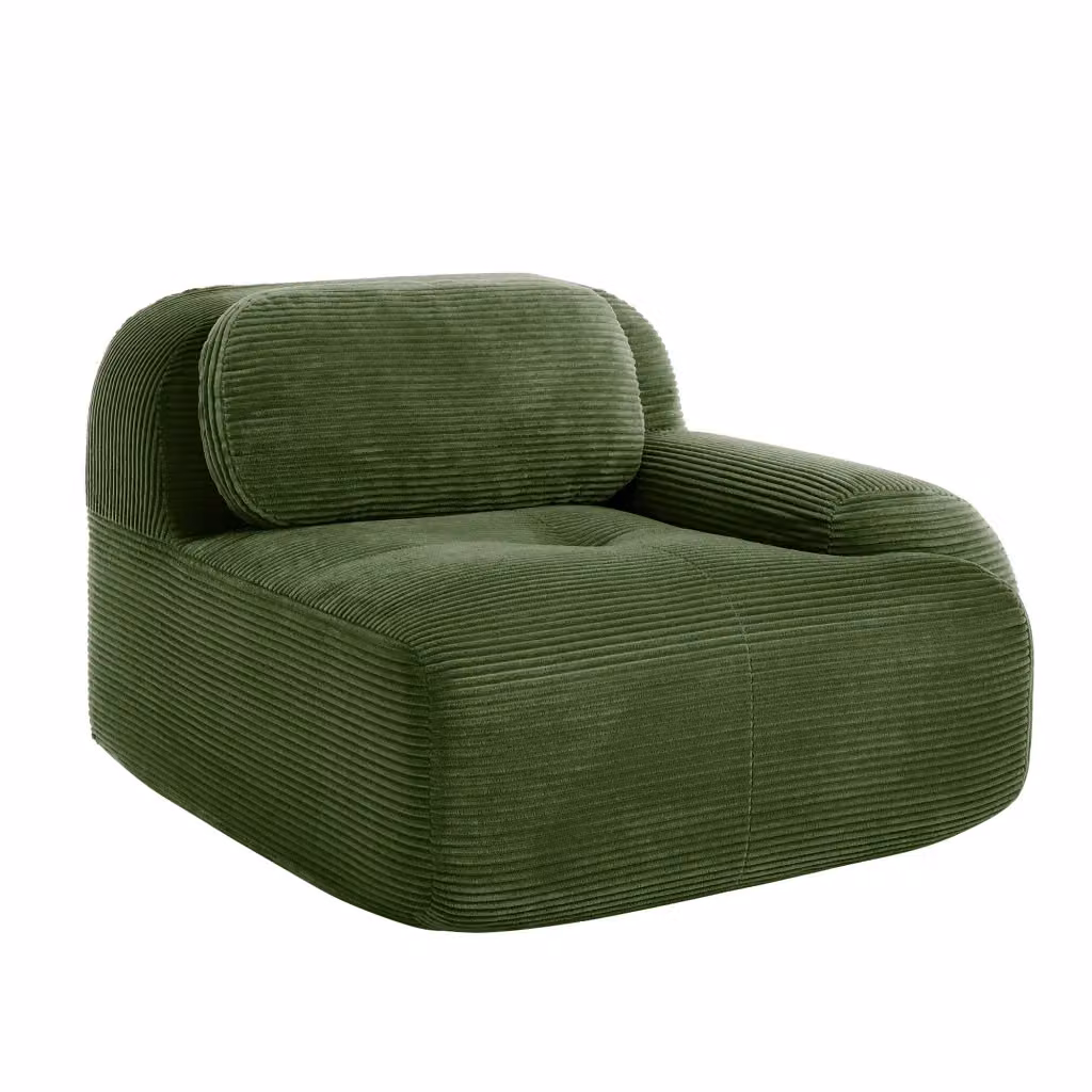 Divano angolare Hamlet RSF Zephmum in tessuto Cordstoff verde con seduta in velluto a coste – 2