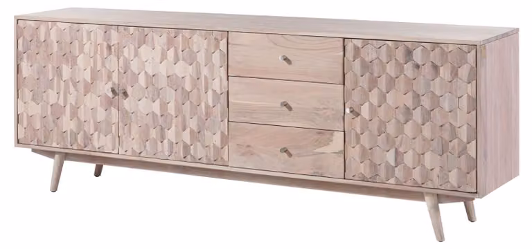 MASSIVMOEBEL24 | MOSAYK #209 credenza in legno di acacia laccato / bianco 210x42x75