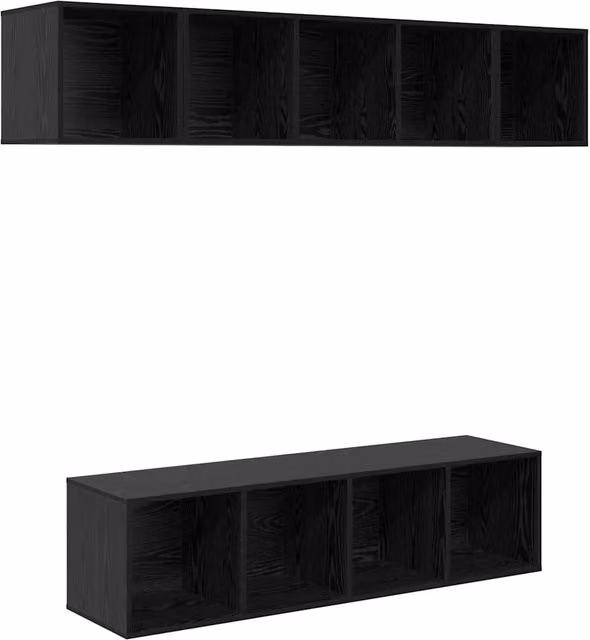 Set mobile TV 4 pz | Armadietto TV | Mobile Porta TV Rovere Nero Legno multistrato