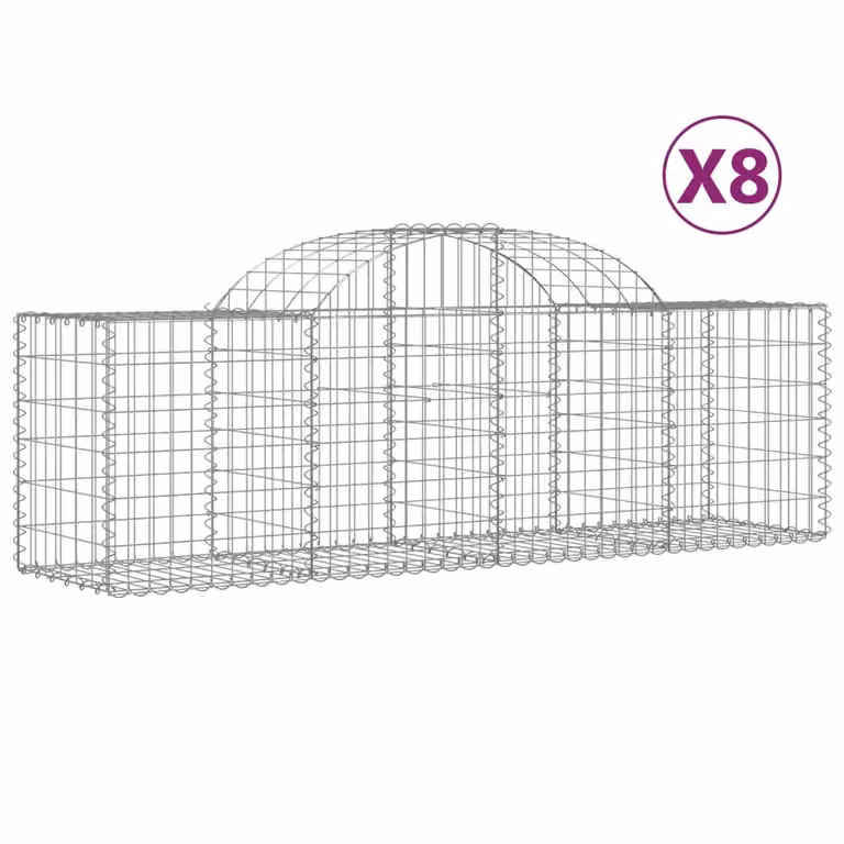 Cesti Gabbioni ad Arco 8 pz 200x50x60/80 cm Ferro Zincato