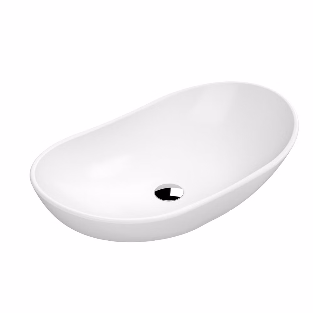 Lavabo da Appoggio Ovale Moderno Bianco Opaco - 615 mm x 360 mm