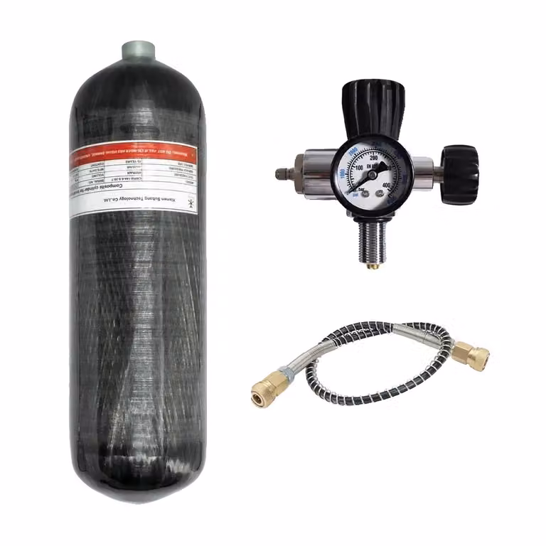 Cilindro in fibra di carbonio ad alta pressione, volume 6,8L, pressione di esercizio 300 BAR, 6,8L con valvola A