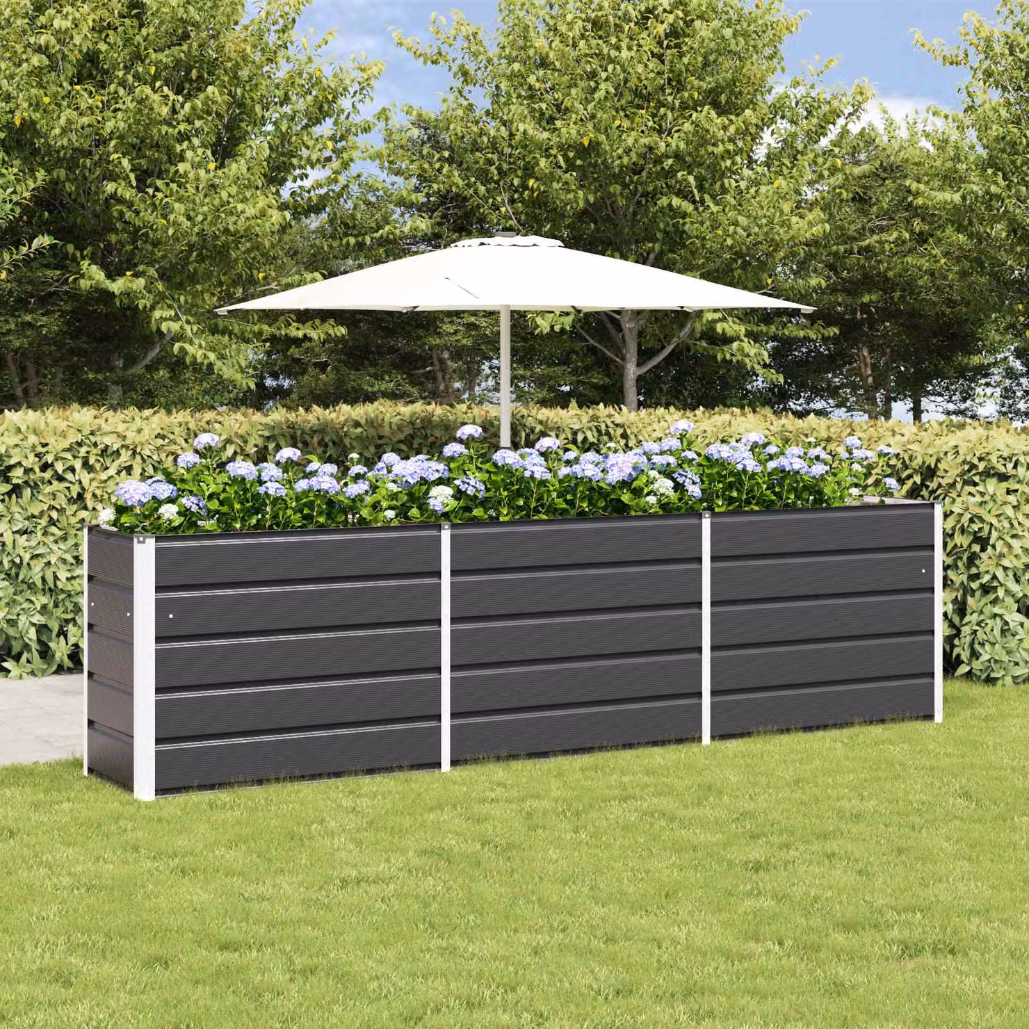 Fioriera vidaXL in acciaio zincato colore antracite L: 290 cm, P: 50 cm, H: 75 cm