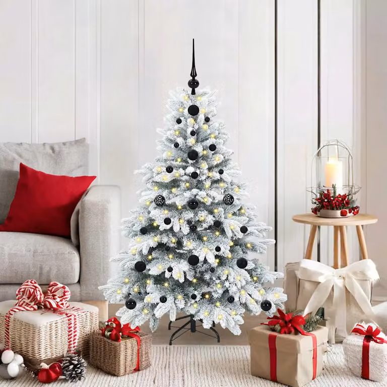 Albero di Natale artificiale bianco vidaXL con 150 LED luce bianca calda in PE e PVC, Altezza: 120 cm