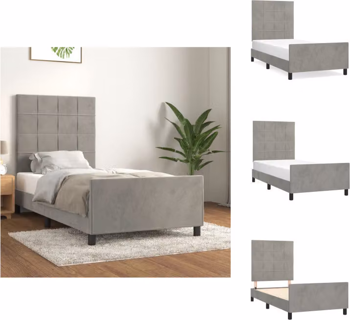 vidaXL Struttura letto con testiera in velluto grigio chiaro 80x200 cm - Letti e strutture letto