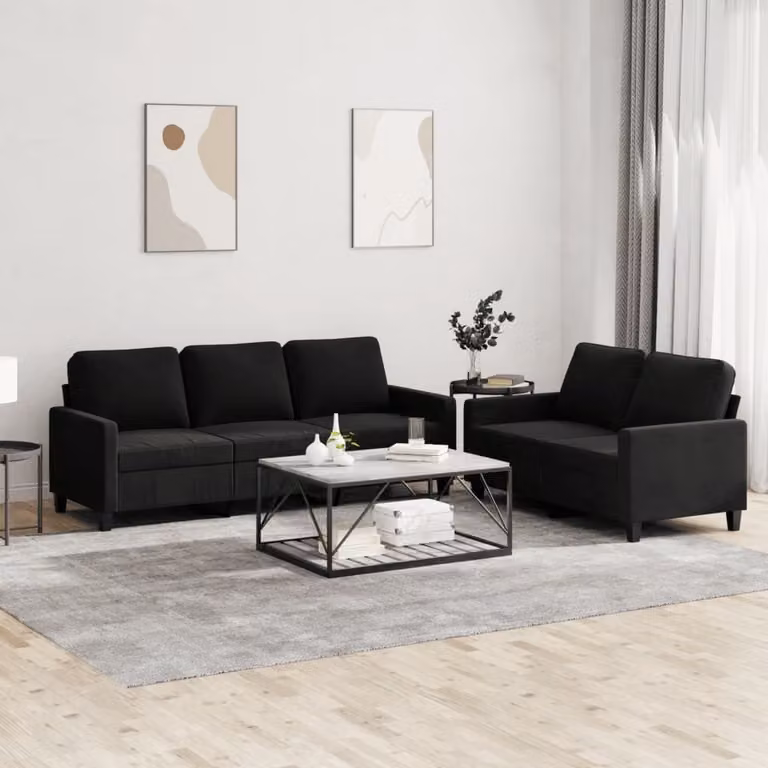 Maison Exclusive - Set divano a 2 posti con cuscini in velluto nero
