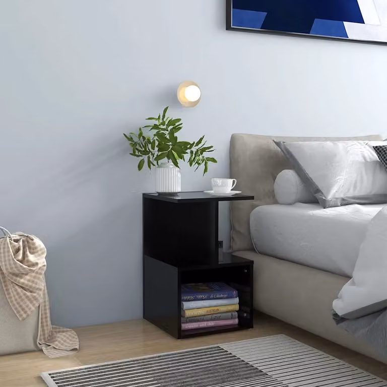 Comodino moderno vidaXL in legno nero opaco L/P/H: 35 x 35 x 55 cm