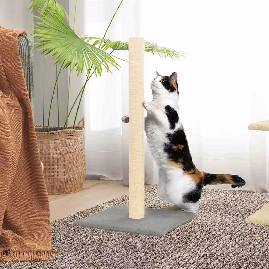 vidaXL Palo Tiragraffi per Gatti in Sisal e Legno, Grigio, L/P/H: 35 x 35 x 70 cm