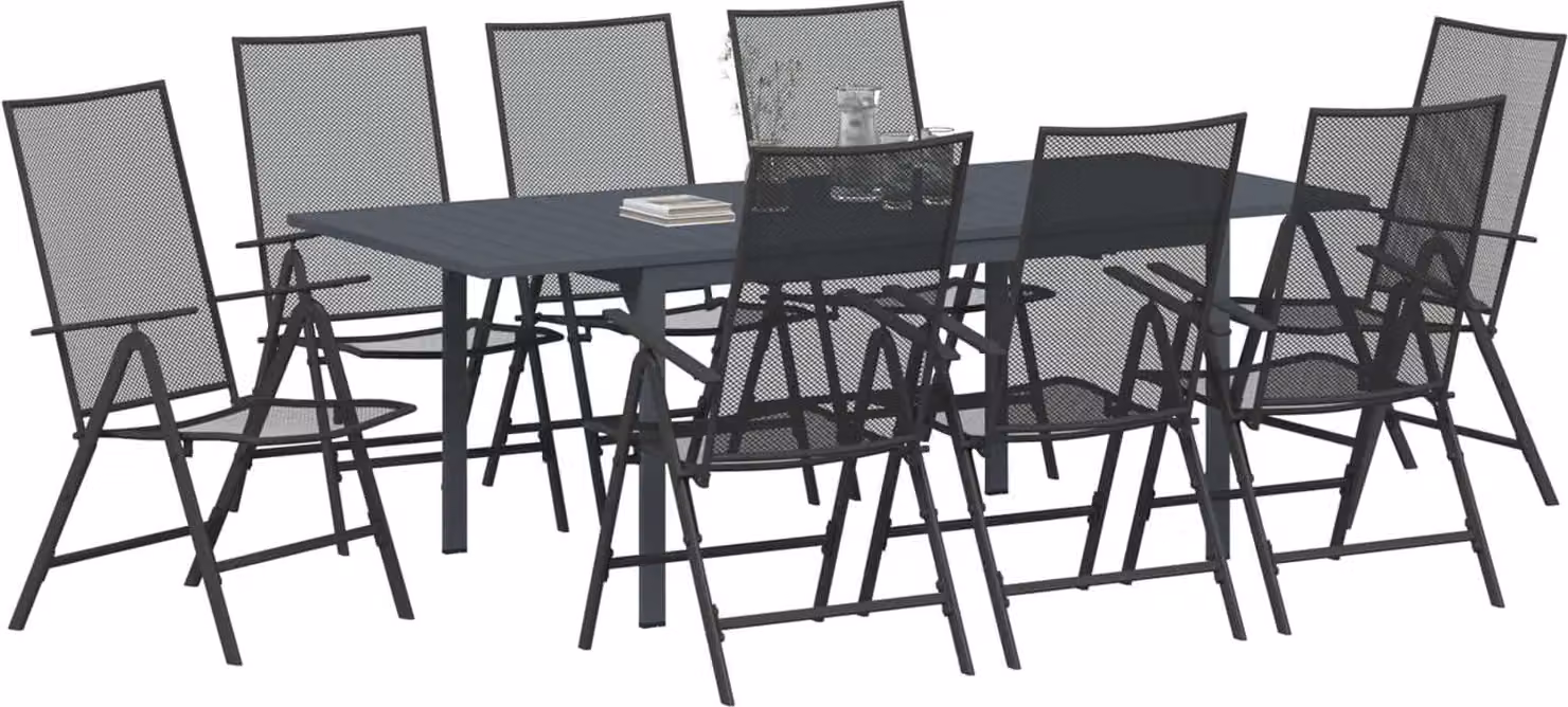 Set da Pranzo per Giardino 9 pcs Antracite Acciaio