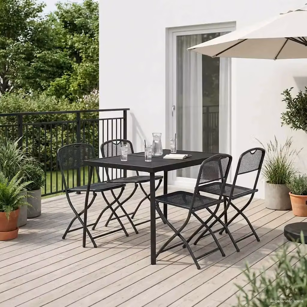 Set da Giardino Moderno in Acciaio Verniciato a Polvere Antracite Opaco per Terrazza e Giardino – 2