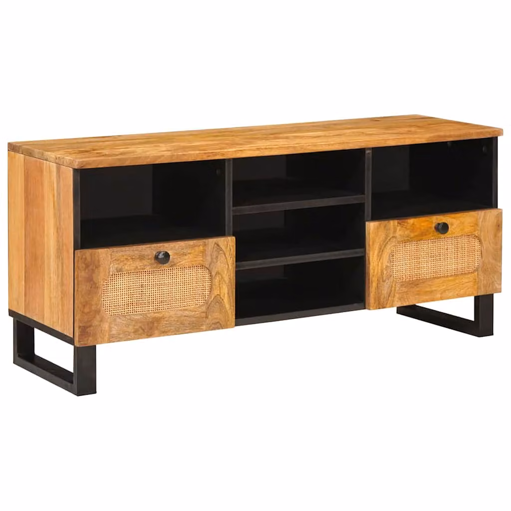 Mobile TV vidaXL in legno di mango massello marrone, L 100 x P 33 x H 46 cm