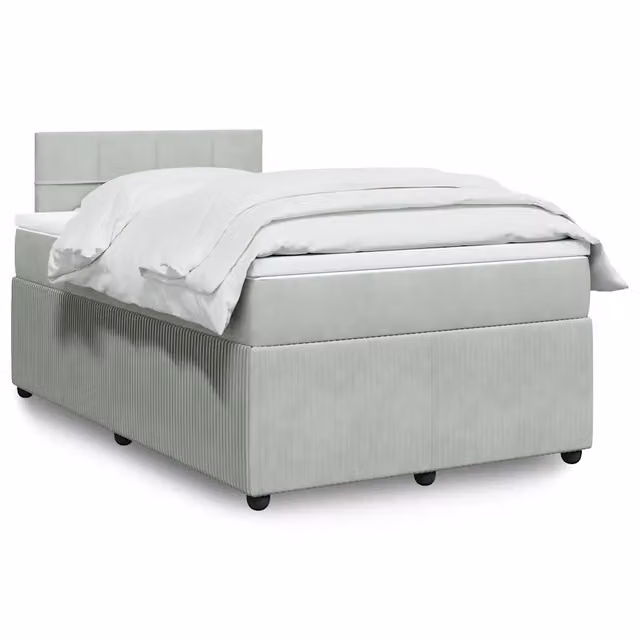 Letto con Giroletto a Molle e Materasso Ibrido vidaXL in Velluto Grigio e Bianco L/P/H: 120 x 200 cm