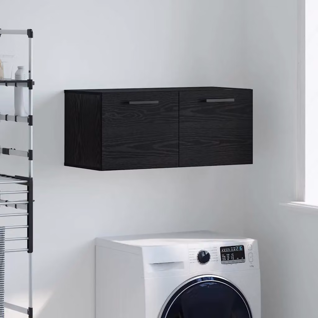 Armadietto a muro moderno vidaXL in legno nero con ripiani interni L: 80 cm, P: 36.5 cm, H: 35 cm