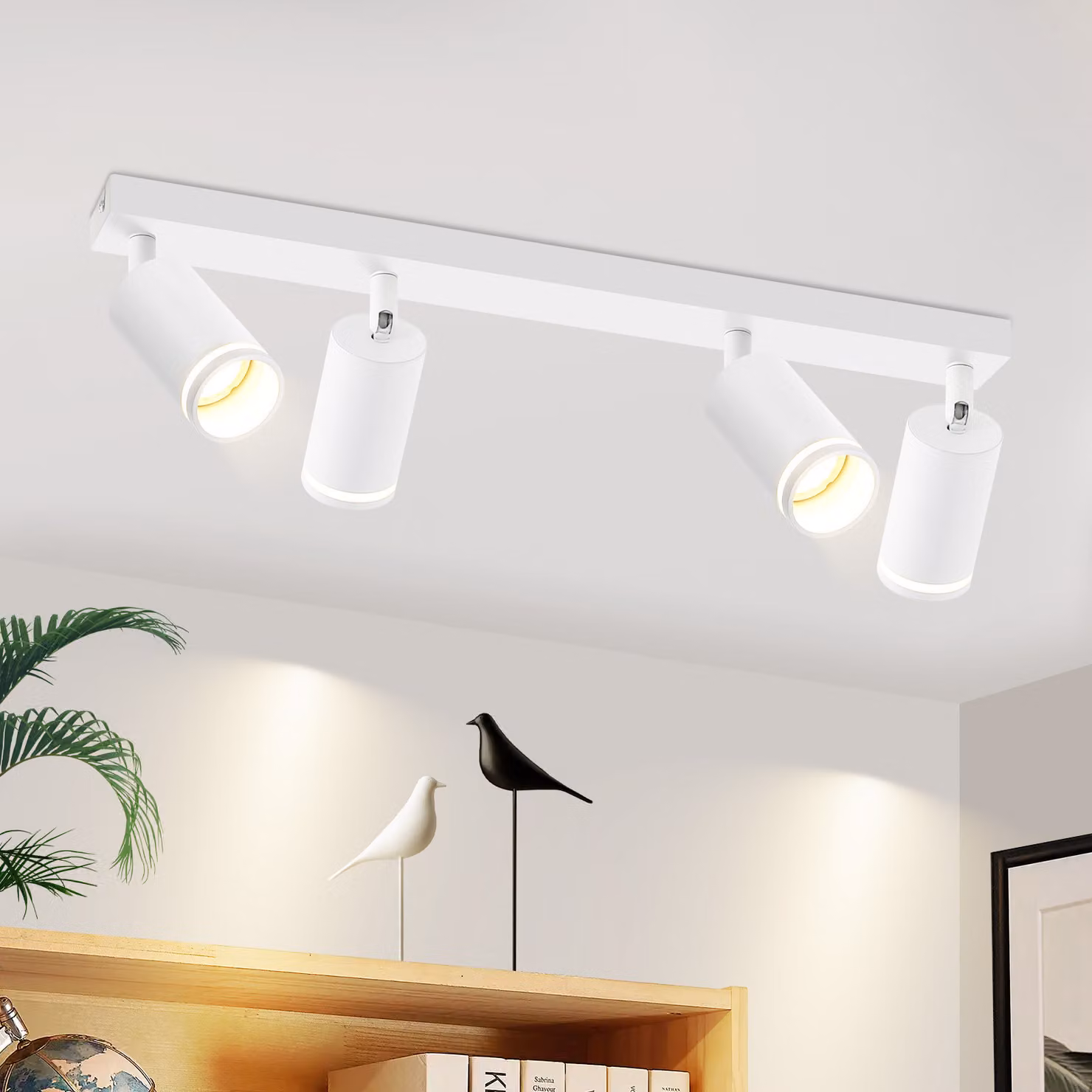 ZMH LED plafoniera 4 fiamme soffitto faretto bianco GU10 orientabile parete faretto metallo soffitto faretti per soggiorno cucina, senza lampadine