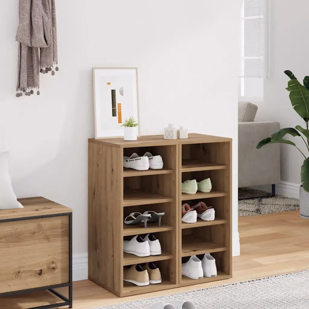 Scarpiera mobile vidaXL in legno color rovere con ripiani piatti L/P/H: 32 x 35 x 70 cm