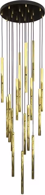 Lampadario a sospensione glamour SELTER Emibig oro e nero regolabile in metallo con 17 lampadine G9 – 1