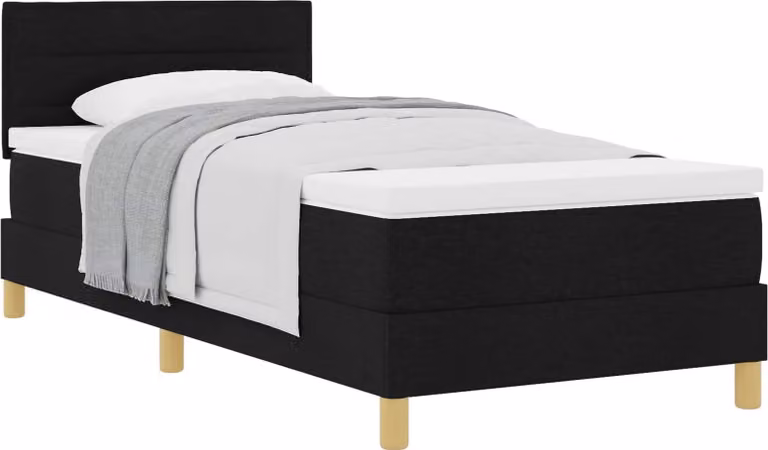 Letto a molle con cuscino con testiera Nero 80 x 200 cm Tessuto