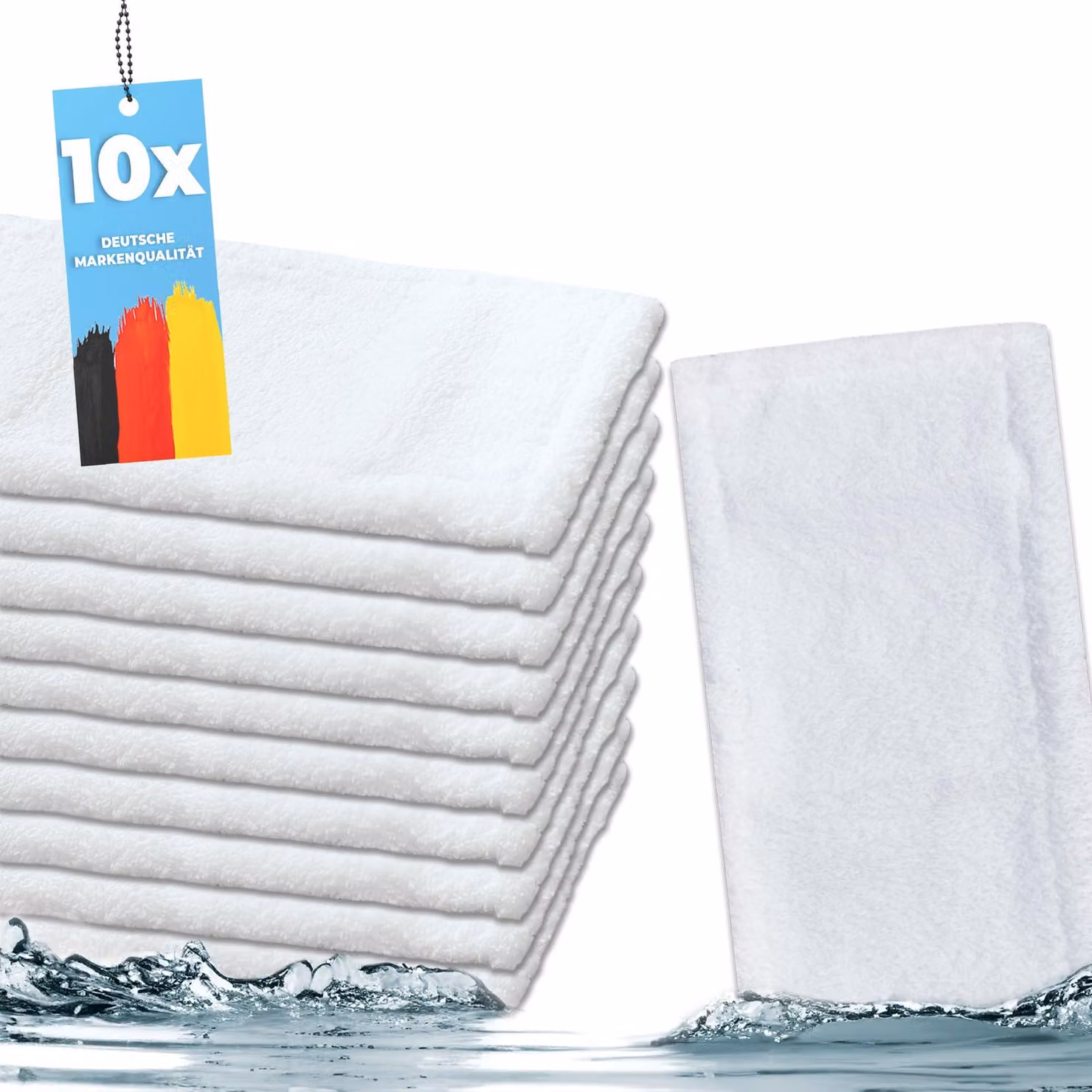 10 panni in microfibra per la pulizia, dimensioni 40 cm, lavabili fino a 90 °C, adatti all'asciugatrice, colore bianco
