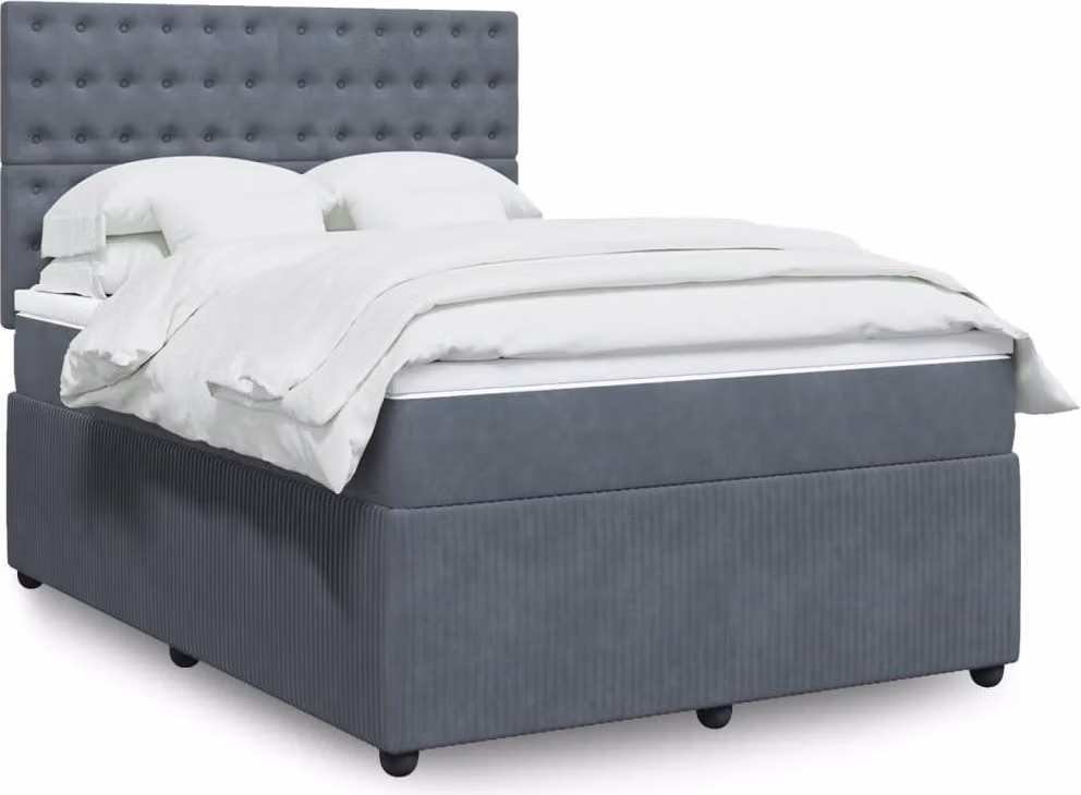 Maison Exclusive - Giroletto a Molle con Materasso Grigio Scuro 160x200 cm Velluto
