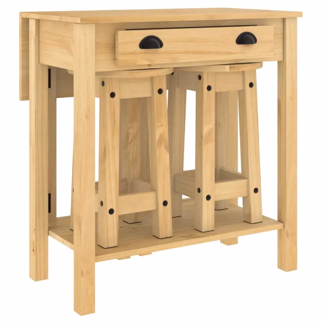 Tavolo da pranzo pieghevole in legno di pino cerato marrone vidaXL L/P/H: 84 x 40 x 36 cm – 2