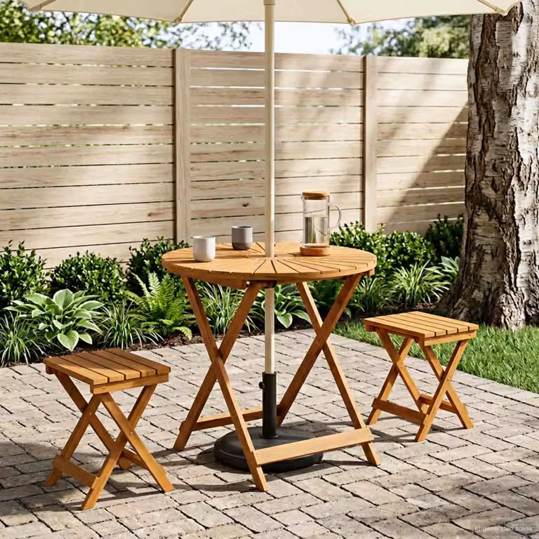 vidaXL Tavolo da Giardino Pieghevole in Legno di Acacia Naturale Marrone Ø70 x H 75 cm