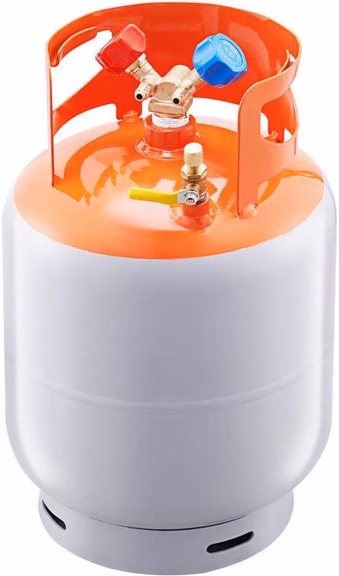 Pompa manuale per il rilascio di liquidi e vapore, capacità di 50 libbre, cilindro portatile da 400 psi con valvole a "Y" per il rilascio di liquidi e vapore, ad alta densità, compatibile con R22/R134A/R410A, colore arancione e grigio