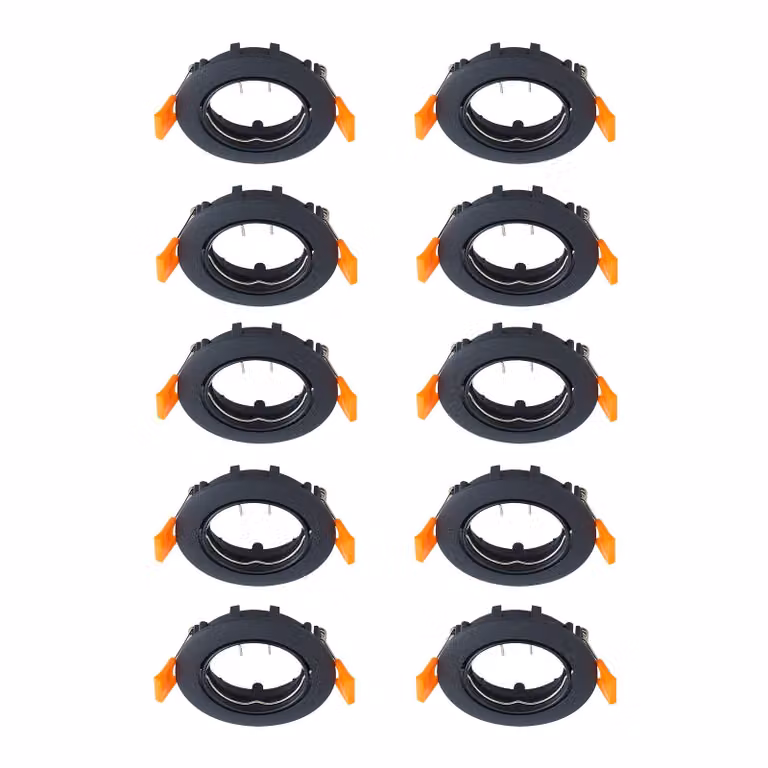 Prios plafoniera a incasso Fibur, nero, zinco, Ø8,2cm, 10 pezzi Fibur PRIOS, dimmerabile, Nero, Soggiorno / Sala da pranzo, Metallo, Moderno