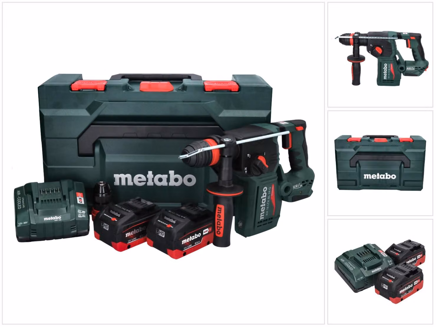 Metabo KH 18 LTX BL 24 Q martello combinato a batteria 18 V 2,2 J + 2x batteria 8,0 Ah + caricatore + metaBOX