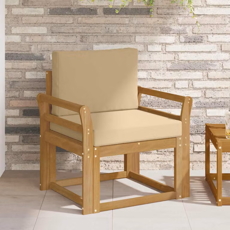 Divano da esterno moderno vidaXL in legno di acacia con tessuto bianco, beige e marrone