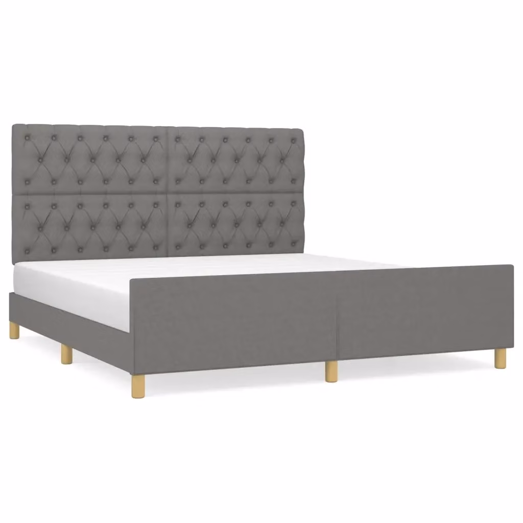 Giroletto vidaXL in tessuto grigio con struttura in legno e pannello imbottito L/P/H: 160 x 200 x 128 cm – 2