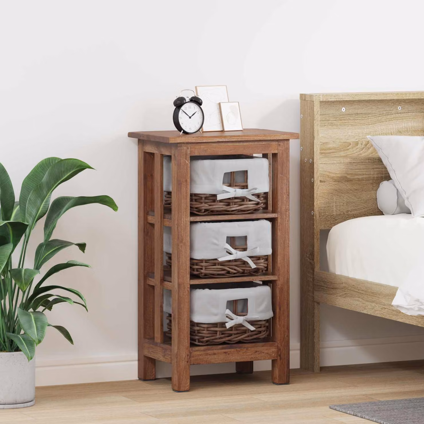 vidaXL Tavolo laterale rettangolare in legno marrone L/P/H: 38 x 28 x 72 cm