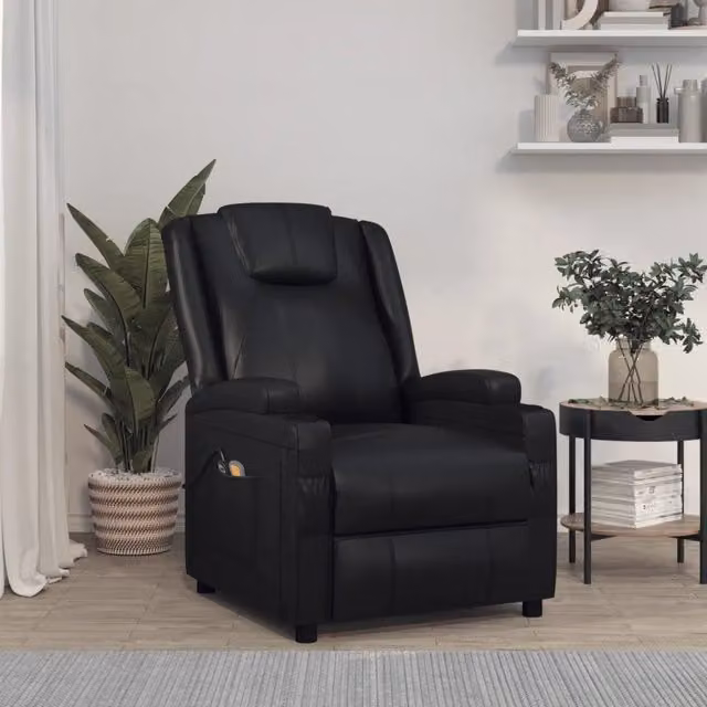 Poltrona Massaggiante Elettrica Relax vidaXL in Similpelle Nera con Braccioli