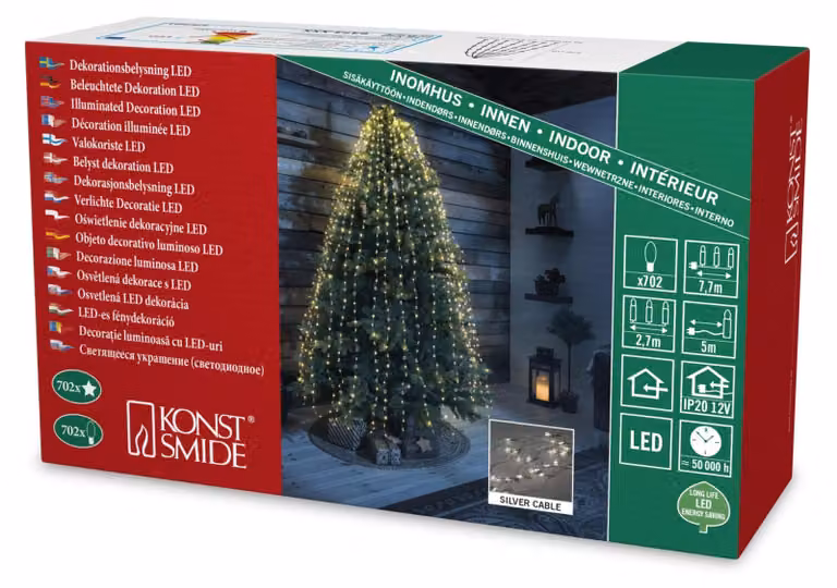 Catene luminose a LED, 26 fili, 702 diodi a luce bianca calda, 12 V