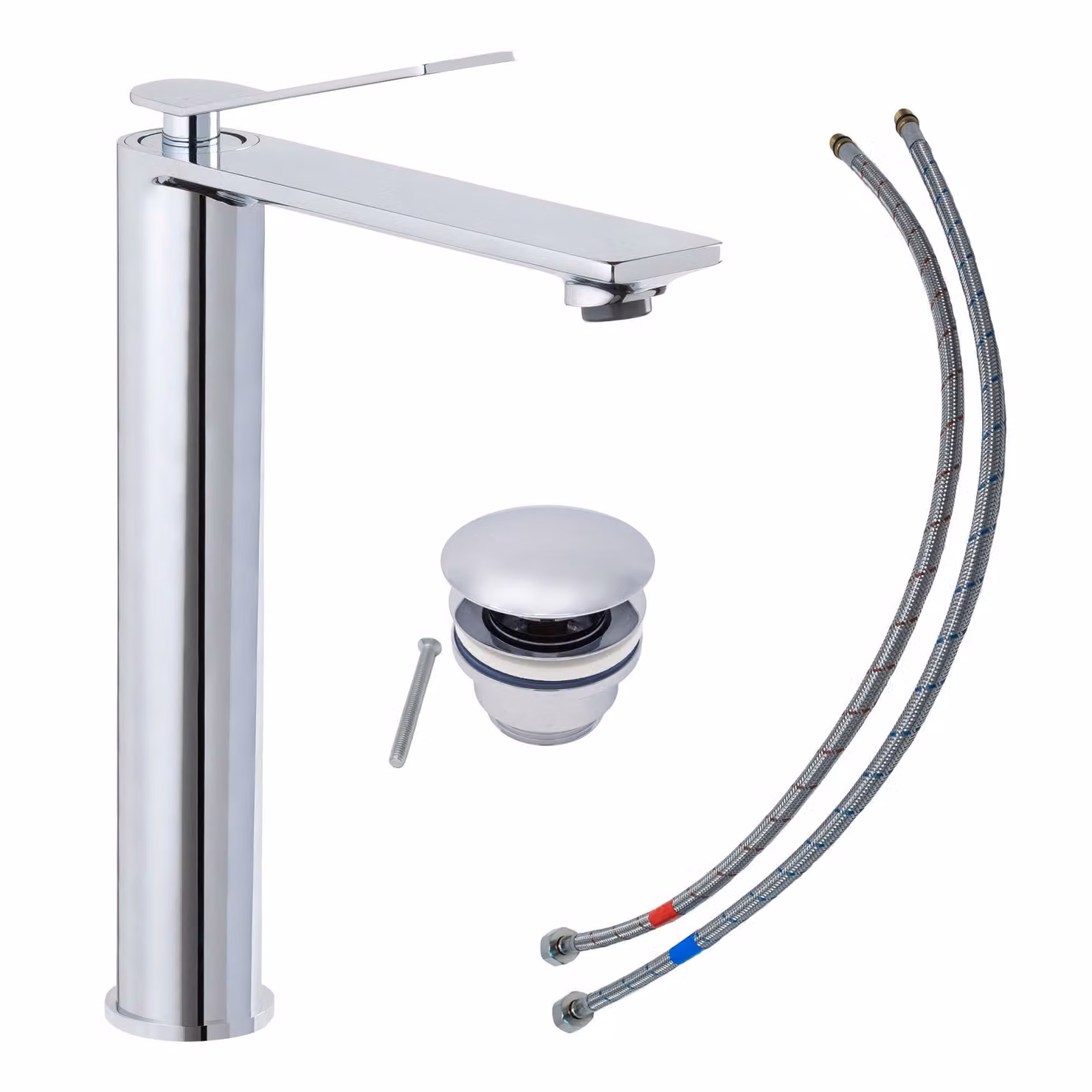 Rubinetto per lavabo SCHÖNER WOHNEN collezione VIOLA L, cromo, rubinetto adatto ai lavabi da appoggio del bagno