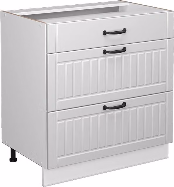 Cassettiera da bagno Fame-Line Bianco rustico 80 x 82 cm con 3 cassetti, senza piano di lavoro Vicco