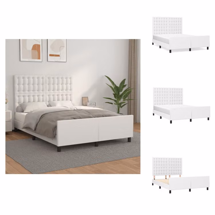 vidaXL Struttura letto con testiera bianca 140x190 cm in Pelle finta - Letti e strutture letto