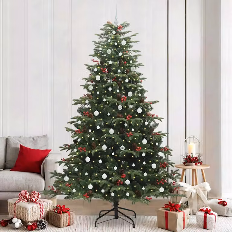 Albero di Natale artificiale vidaXL verde con 300 LED luce bianca calda, Altezza: 240 cm